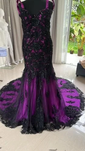 Purple and black lace 2025 dress